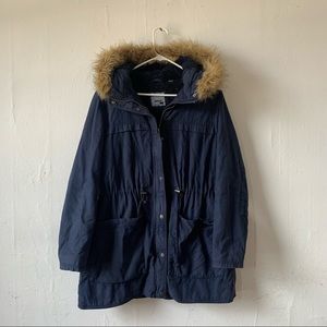 Levi’s Hooded Navy Blue Parka, size L